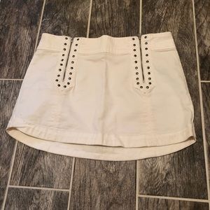 Free People white studded double zipper skirt